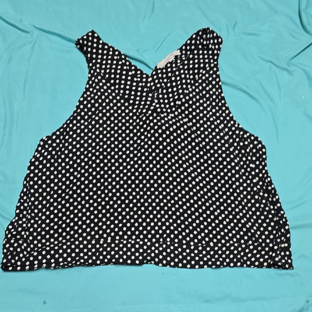 LOFT Black and White Polka Dot Tank Top